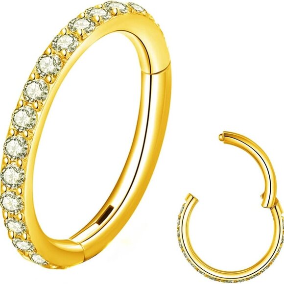 Clear CZ Nose Rings & Earrings - 316L Surgical Steel - Cartilage, Conch, Daith, - Picture 1 of 7